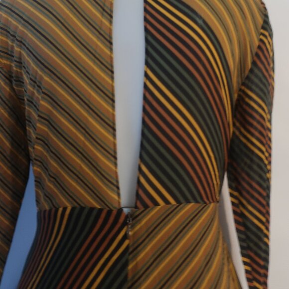 NWT Womens Ronny Kobo Ronny Kobo Brown Black Striped Mock Neck Noven Dress S - Picture 13 of 16